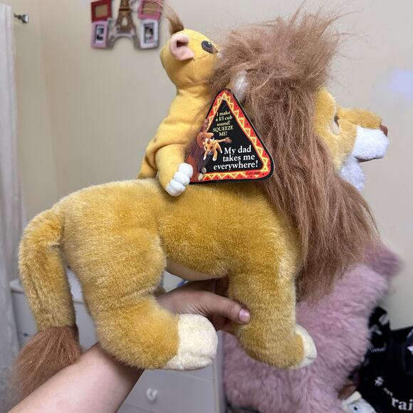 RARE VINTAGE MATTEL 1993 THE LION KING  MUFASA AND SON 14"‎ DISNEY PLUSH SIMBA - Picture 2 of 16